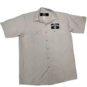 Authentic Jack Daniels Charcoal Gravy Button Up Short Sleeve Shirt Mens SZ LRG